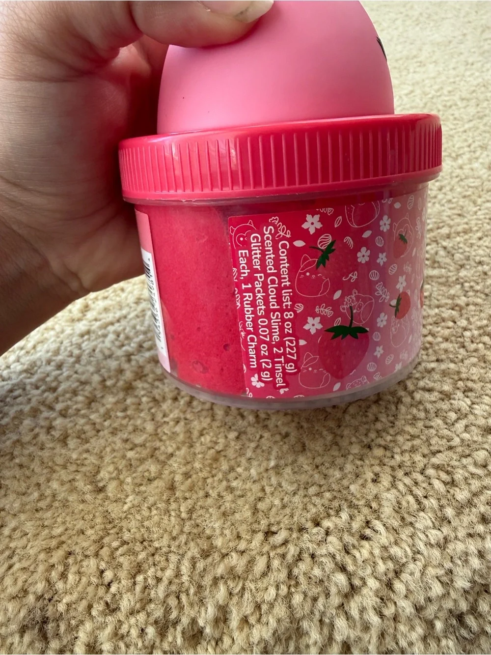Squishmallows Pink Unicorn-Pig Bath Topper with Red Lid